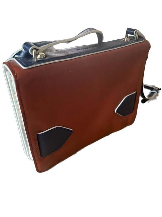 Derek Lam 10 Crosby Navy/Cream/Brown Leather Clutch Crossbody